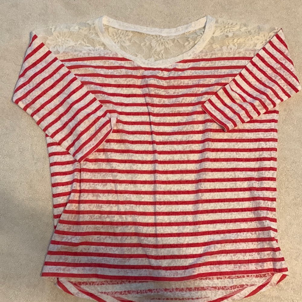 Express lace shoulder sheer top sz S